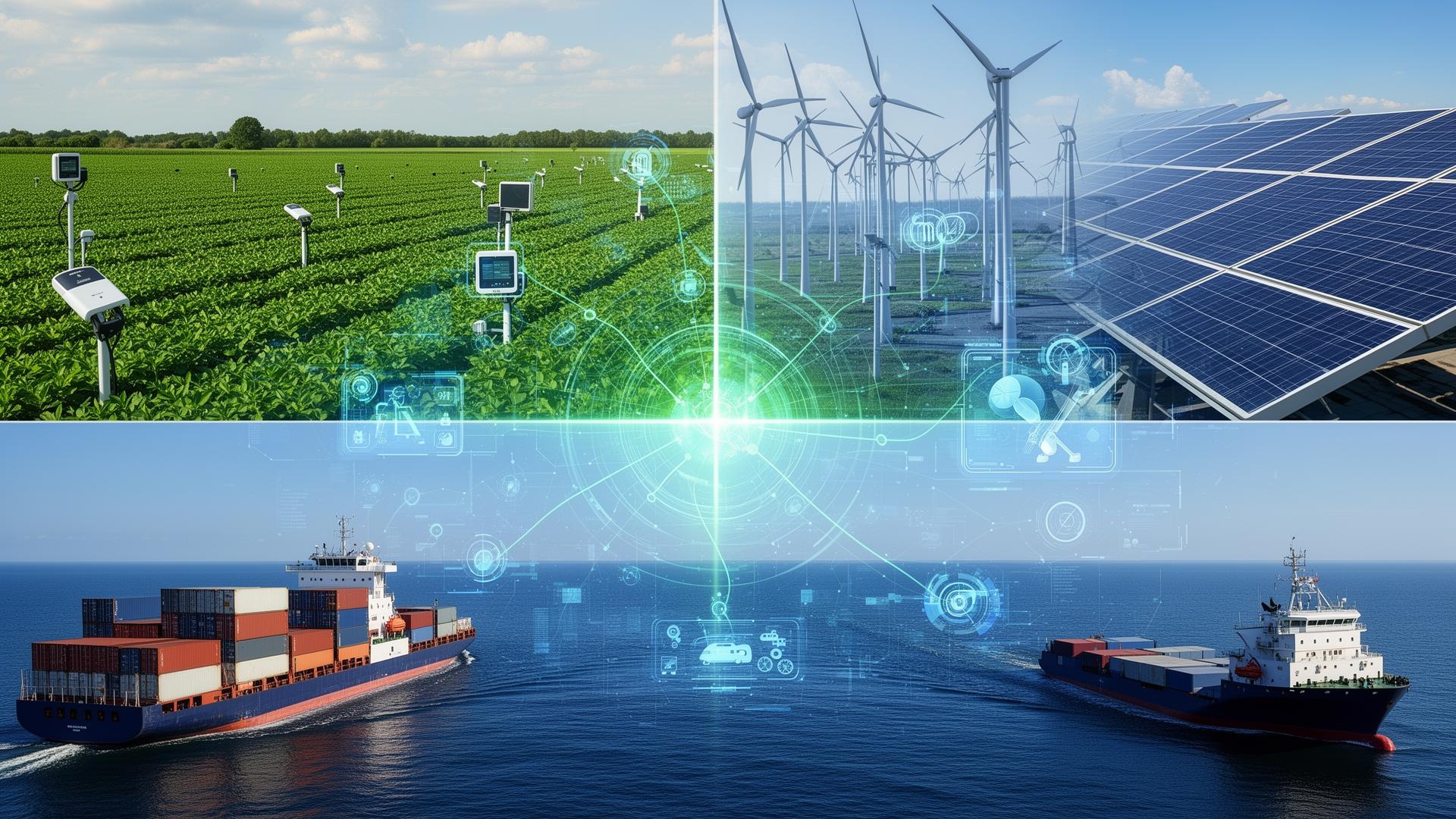 Cargo ships, wind turbines, solar panels and farm sensors connected by IoT